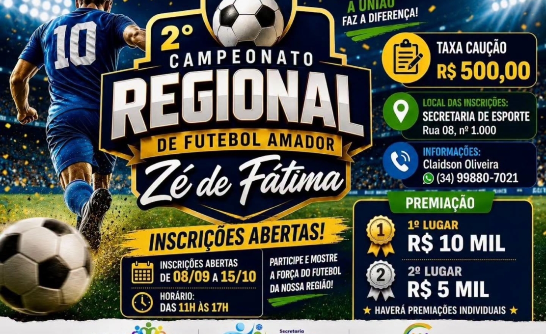 Vem aí o 2º Campeonato Regional de Futebol Amador Zé de Fátima 