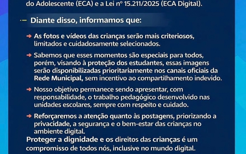 A Rede Municipal de Educação de Itapagipe/MG reafirma seu compromisso com o respeito aos direitos das crianças 