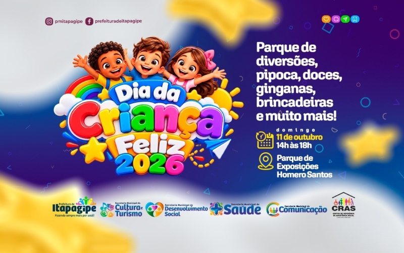 Prefeitura de Itapagipe prepara tarde de diversão para celebrar o Dia das Crianças