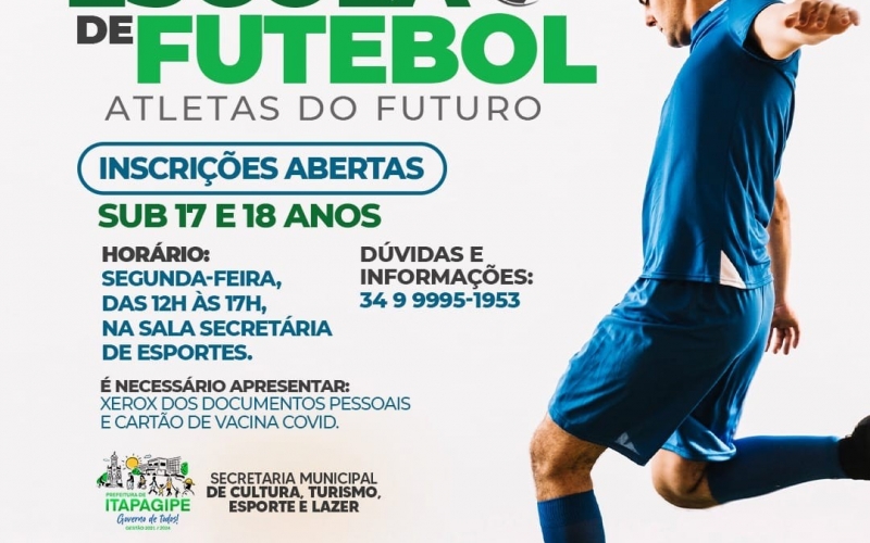 A Escola de Futebol Atletas do Futuro está com inscrições abertas para o Sub 17 e 18 anos.