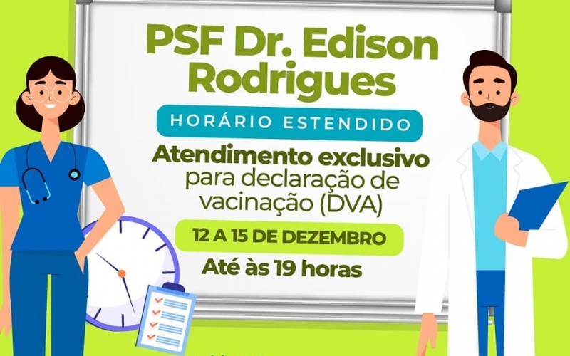 PSF Dr. Edison Rodrigues  estenderá o atendimento até ás 19 horas