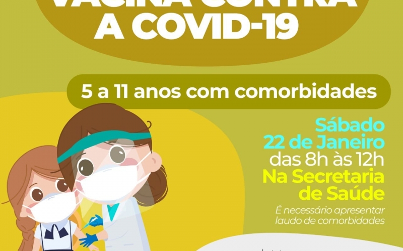 Neste sábado, dia 22 de janeiro, acontece nosso primeiro mutirão kids de vacinas contra a COVID-19 para crianças